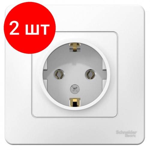 Комплект 2 штук, Розетка 1-ая с/з 16А SE Blanca Белый (BLNRS001011) розетка schneider electric 2 ая с з без шторок 16а 250в se blanca антрацит blnrs001026