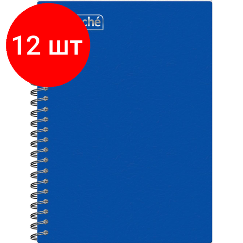 Комплект 12 штук, Бизнес-тетрадь А5-,96л, гребень, обл. пластик, клетка, Attache Plastic, синий