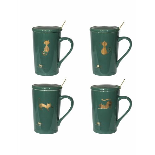 Кружка с крышкой и ложкой Casaentera CE02-751181 зеленый 400 мл