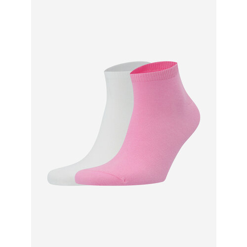 фото Носки gsd unisex low cut socks 2p, комплект, 2 пары, размер 43/46, белый/розовый