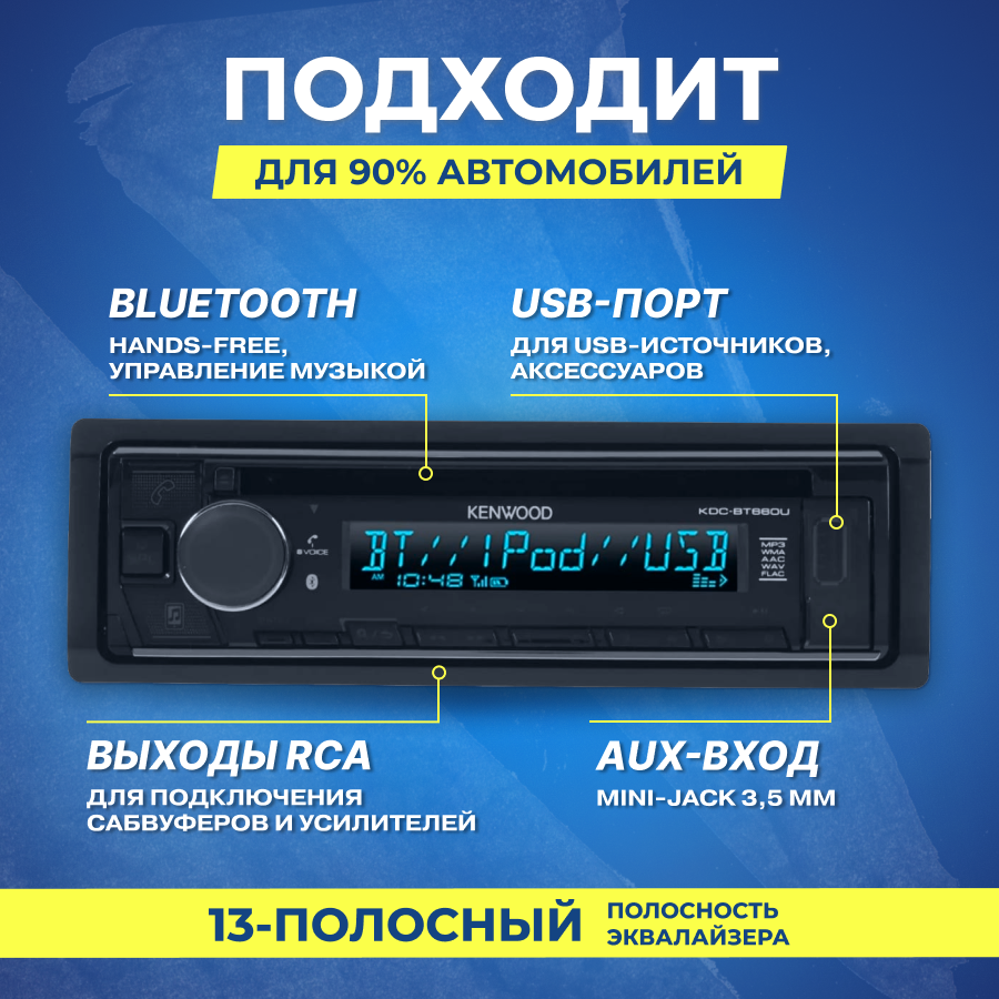 Автомагнитола JVC KDC-BT660U - фото №5