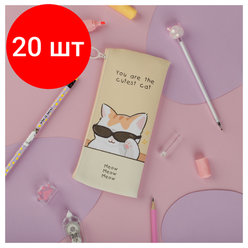 Комплект 20 шт, Пенал мягкий 200*100 MESHU Cute, искусственная кожа