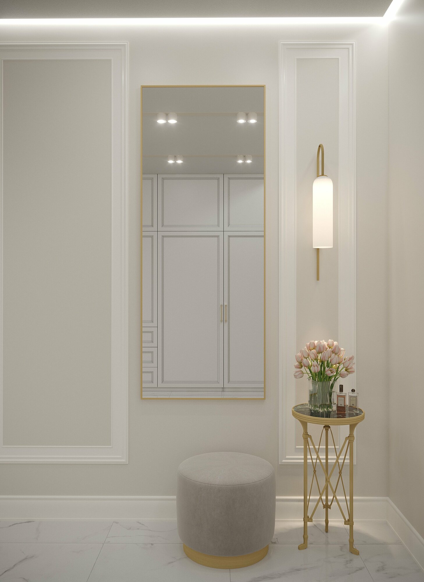 Зеркало настенное в алюминиевой раме Market-house , 170х60 см. Золото