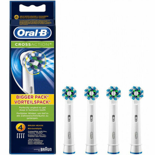 Насадка для зубной щетки Braun Cross Action EB50-4 съемная насадка со вставкой для чистки языка для электрических зубных щеток soc 1х 2х 3х sencor sox 003wh