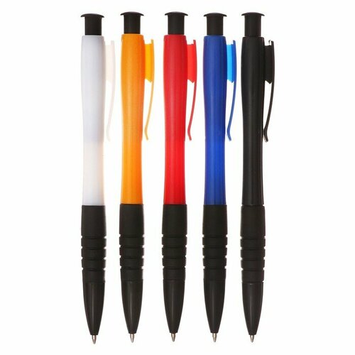 Набор шариковых ручек 12 штук 05мм автоматическая корпус с резиновым держателем офис чернила синие микс 649₽