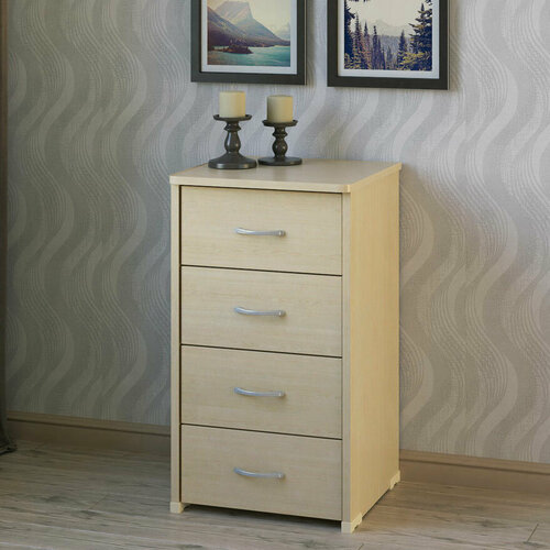 Узкий комод с 4 ящиками 460х427х814 мм МагМебель ТмКМ-40 дуб молочный