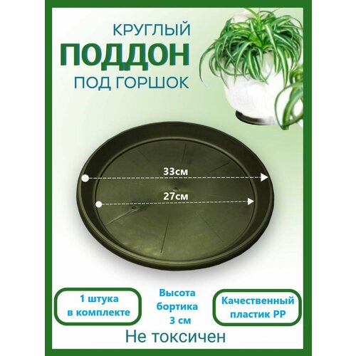 Поддон для горшка, диаметр 33см, набор 1шт черный