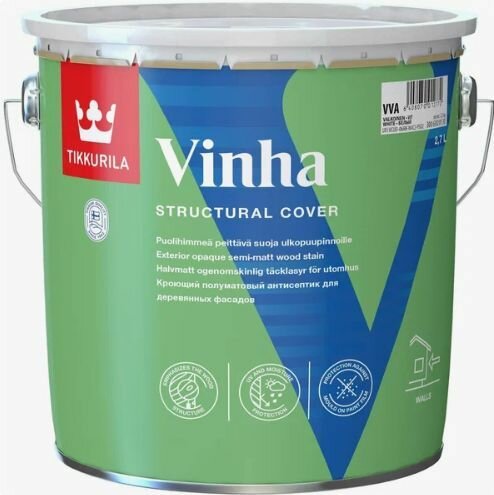 Tikkurila Vinha, кроющий антисептик по дереву для фасадов 2.7 база А (Белый)