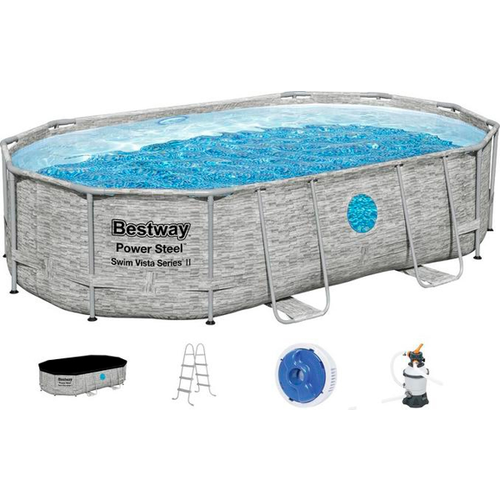 Каркасный бассейн Bestway Power Steel Swim Vista Series 56946 488x305x107 см, серый, (комплект)