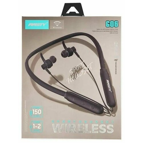 Беспроводные спортивные для бега наушники с микрофоном Ansty G06 Bluetooth 50 белые 1699₽