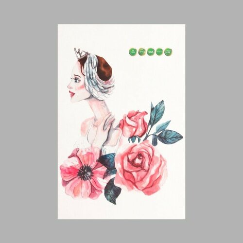 Наклейка пластик интерьерная цветная Девушка в цветах 30х45 см 515₽