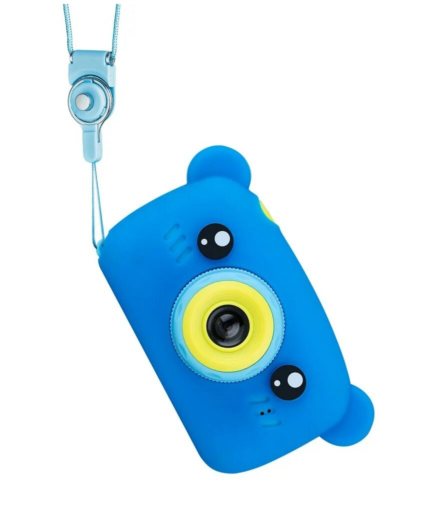 Детский цифровой фотоаппарат, медвежонок синий