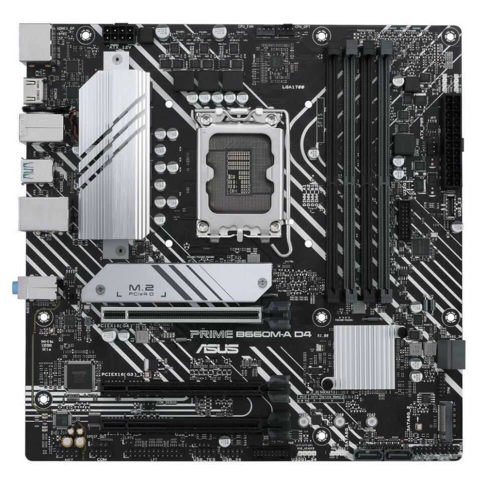 Asus PRIME B660M-A D4-CSM {LGA1700 micro-ATX 4xDDR4 2xPCIEx16 2xPCIEx1 3xM.2 HDMI DP GLAN}