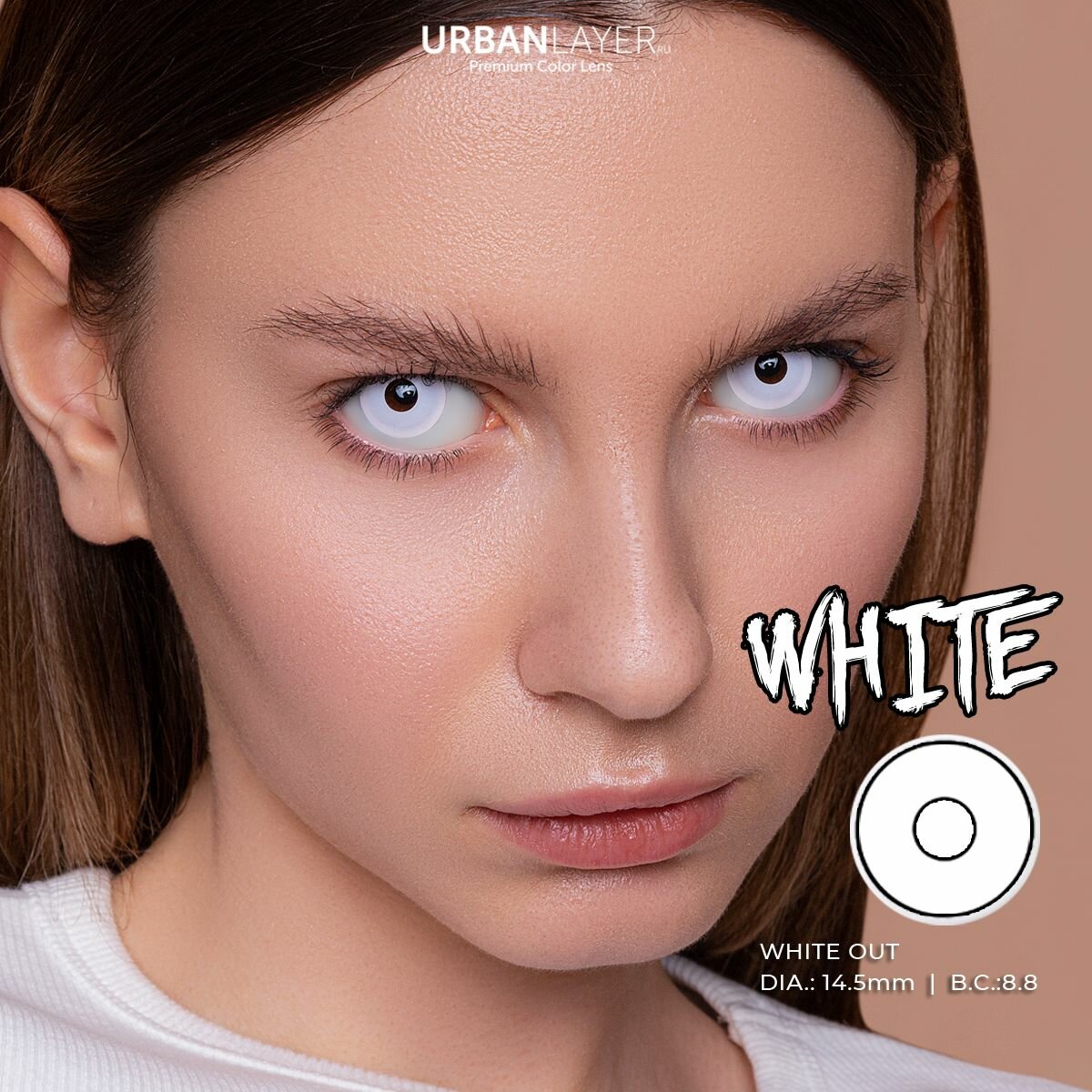 Цветные контактные линзы URBAN LAYER ru White Out -4.5 / 14.5 / 8.8 / 2шт.