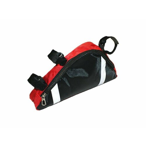 велосумка сумка для велосипеда универсальная 48х18х6см Сумка велосипедная на раму, чёрная с красными вставками
