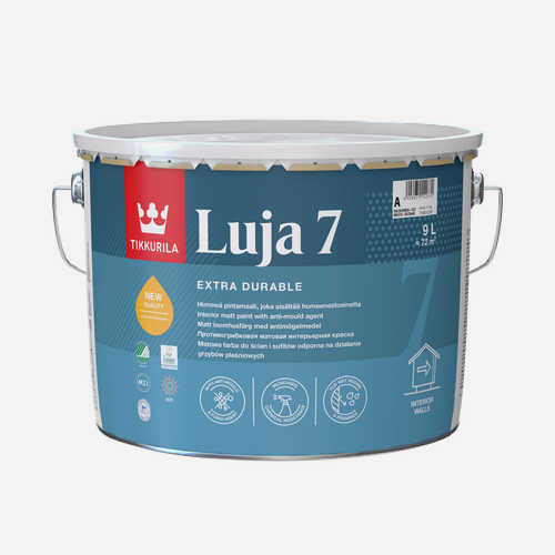 Изображение товара Краска TIKKURILA LUJA EXTRA 7 для влажных помещений антигрибковая, акриловая, матовая 9л База C