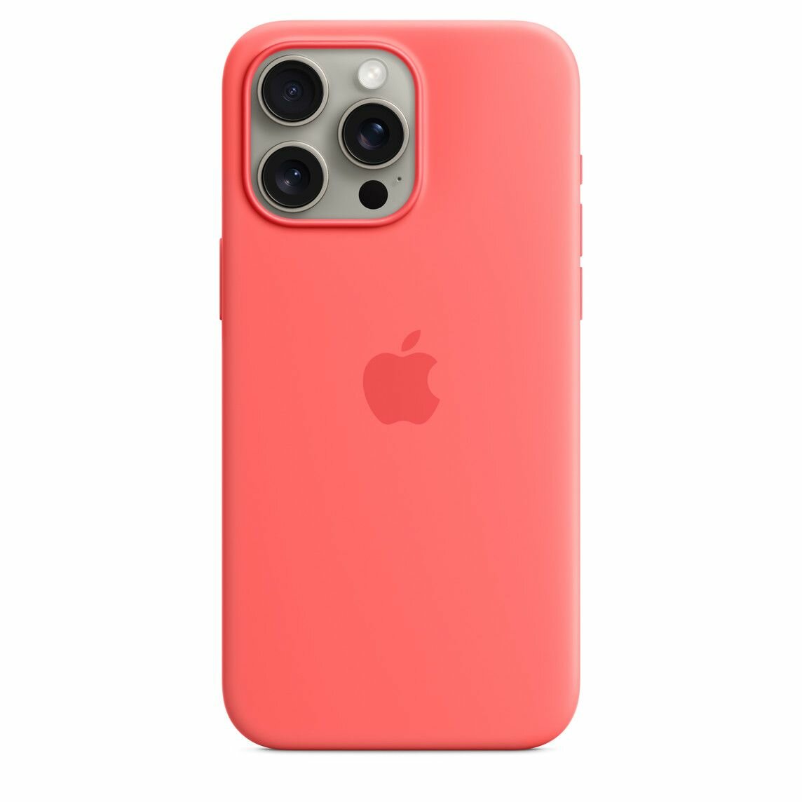 Чехол силиконовый MagSafe для iPhone 15 Pro Max Guava с анимацией NFC, Silicone case MagSafe для айфон 15 про Макс гуава
