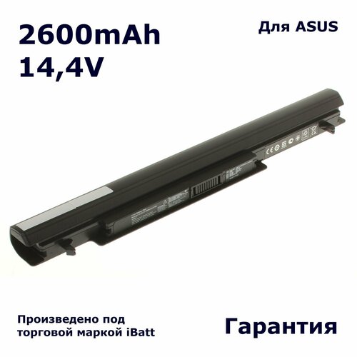 Аккумулятор iBatt 2600mAh, для K56CB K56CM K46CM S46CM S46CB K46CB K46CA A56C S46CA VivoBook S550CA S550CB A56CB R505CB 90NUHL424W16B35813AY S56CM S56CB A46E K56CA аккумулятор для ноутбука asus a41 k56 2600 mah 15v