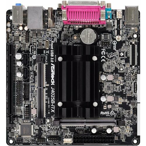 Материнская плата Asrock J4025B-ITX 2xDDR4 mini-ITX AC`97 8ch(7.1) GbLAN+VGA+HDMI материнская плата asrock h510m itx ac