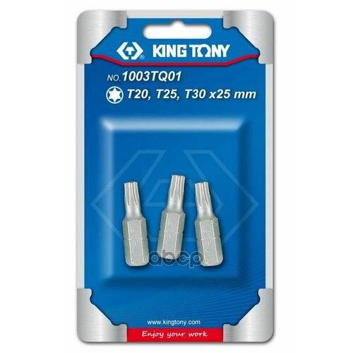 Набор Вставок, Бит 1/4, Torx, Т20, Т25, Т30, 3 Предмета King Tony 1003tq01 KING TONY арт. 1003TQ01 отвертка torx т30 250 мм king tony 14233010