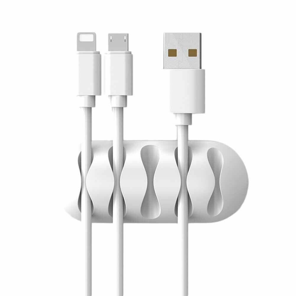 фото Держатель для проводов, самоклеящийся, 5 секций (зажим кабельный, фиксатор для кабеля), цвет белый