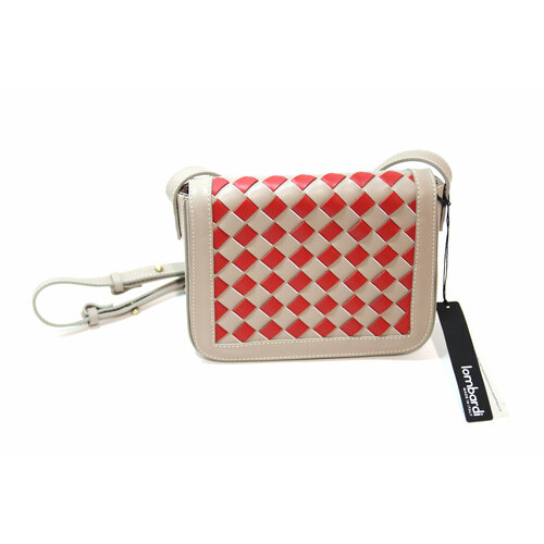 Сумка кросс-боди LOMBARDI, фактура гладкая, красный, бежевый