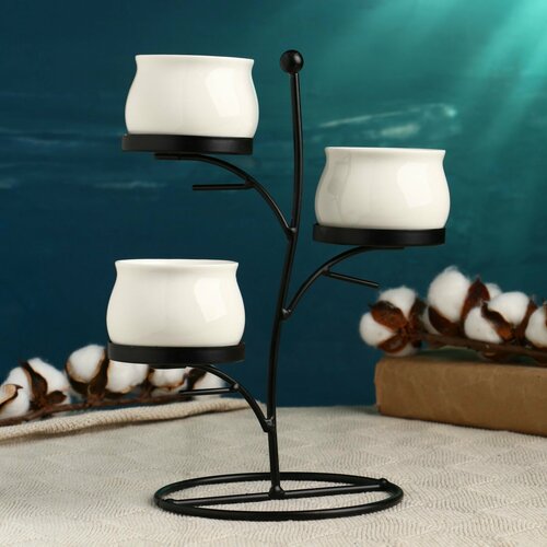 Набор горшков Дерево на подставке 3шт белые 24х15х21см 2404₽