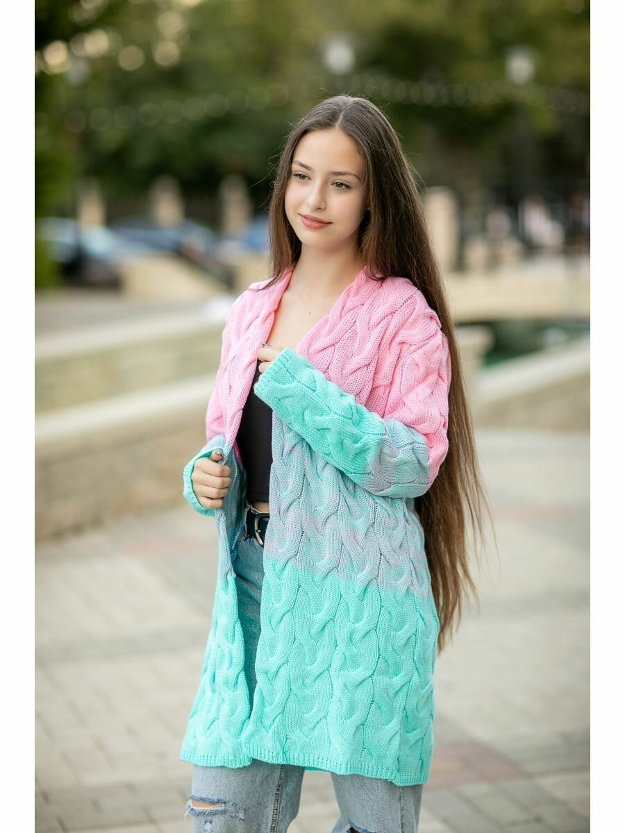 Кардиган Dvora, размер 34, розовый/бирюзовый