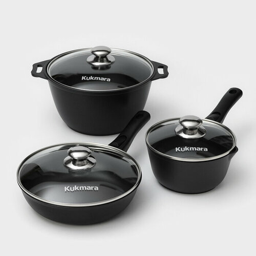 Набор кухонной посуды Традиция 1 антипригарное покрытие крышка цвет чёрный 11810₽