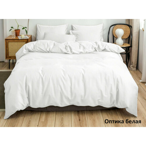 Комплект белый однотонный Снег 2-х спальный с простыней на резинке 160х200 и наволочками 50х70 см 1690₽