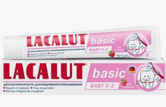 Lacalut Зубная паста детская Baby basic, вкус клубники, от 0 до 2 лет, 60 г