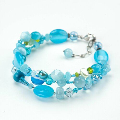 Браслет Diana Savitskaya, кошачий глаз, кварц, голубой