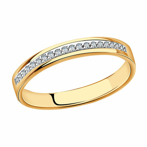 Кольцо обручальное Diamant online, красное золото, 585 проба, бриллиант, размер 17.5