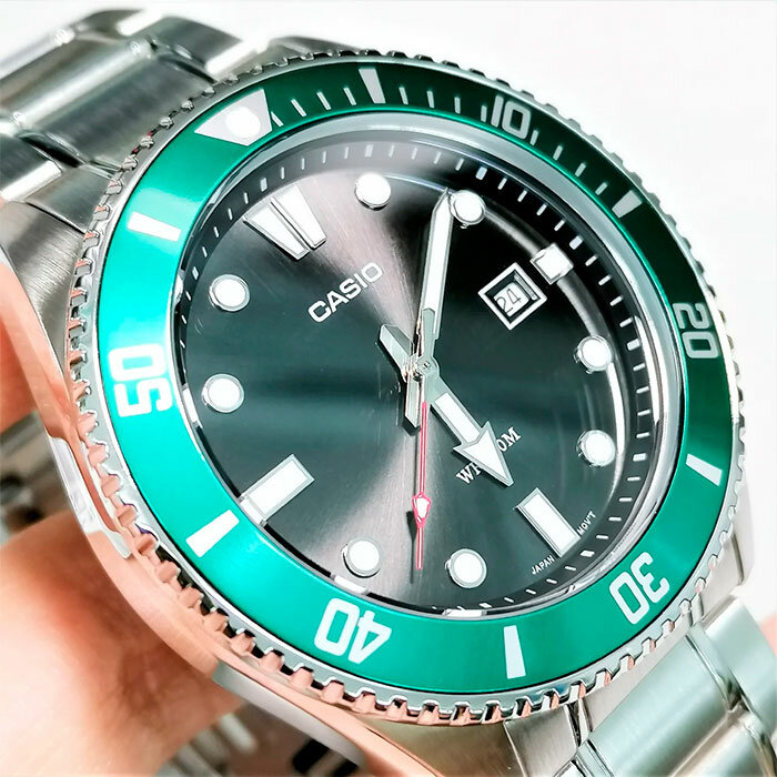 Наручные часы CASIO Collection, серебряный, зеленый — фото 1