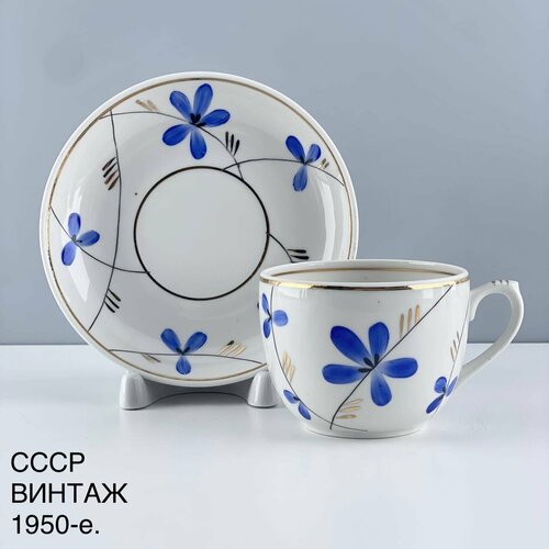 Винтажная чайная пара Апрельский цветочек Фарфор Вербилки СССР 1950-е 3000₽