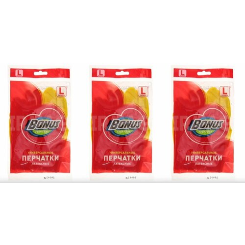 Перчатки латексные универсальные Bonus L 3 шт 759₽