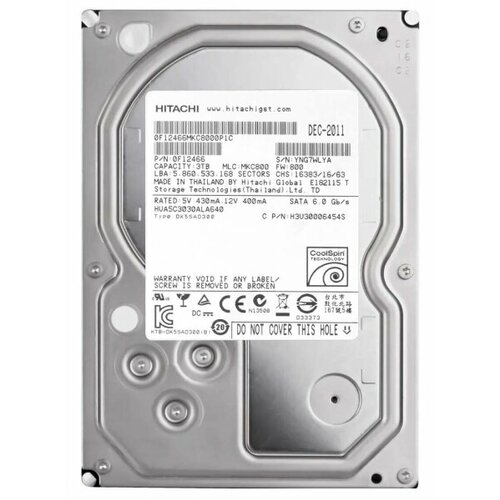Жесткий диск Hitachi H3U30006454S 3Tb 7200 SATAIII 35 HDD 15935₽