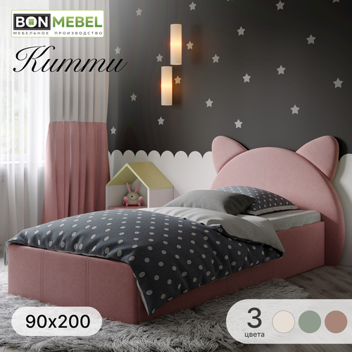 Односпальная кровать Китти BONMEBEL, розовый 90x200