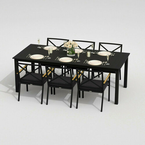 Обеденная группа DOLLA FESTA каркас карбон стол алюминий 220 ткань антрацит 248100₽