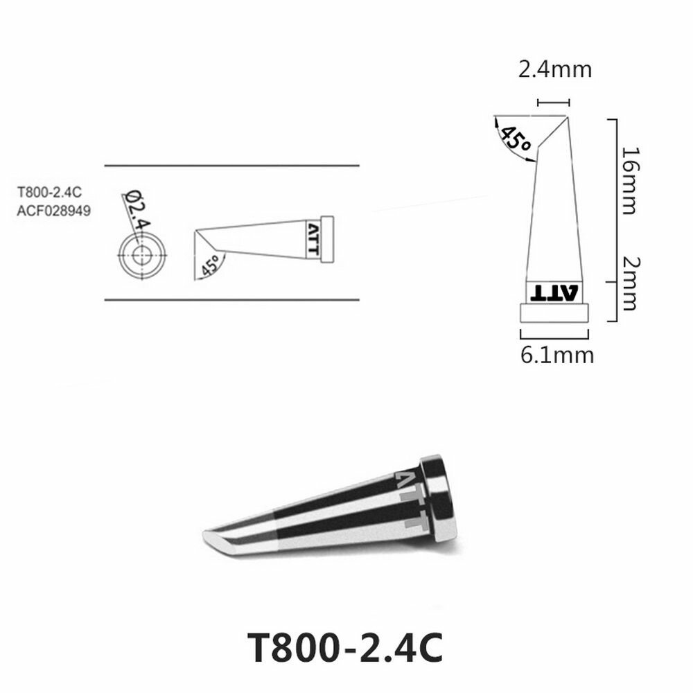 Жало паяльное Atten T800-2 4C ACF028949  для Atten ST100  медный наконечник