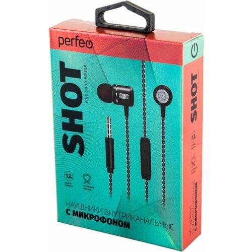 Perfeo наушники внутриканальные c микрофоном SHOT черные металлические PF_C3199 990₽