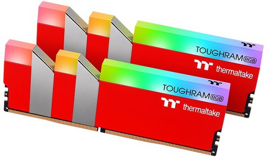 Модуль памяти Thermaltake TOUGHRAM RGB Racing Red Gaming Memory RG25D408GX2-3600C18A 16GB DDR4 3600 DIMM Non-ECC, CL18, 1.35V, Heat Shield,