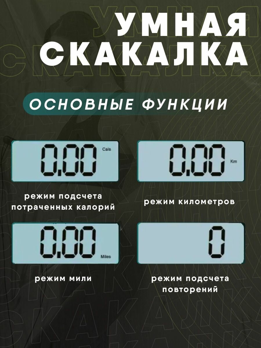 Умная скакалка со счетчиком прыжков, калорий, скакалка электронная, скакалка для фитнеса — фото 1