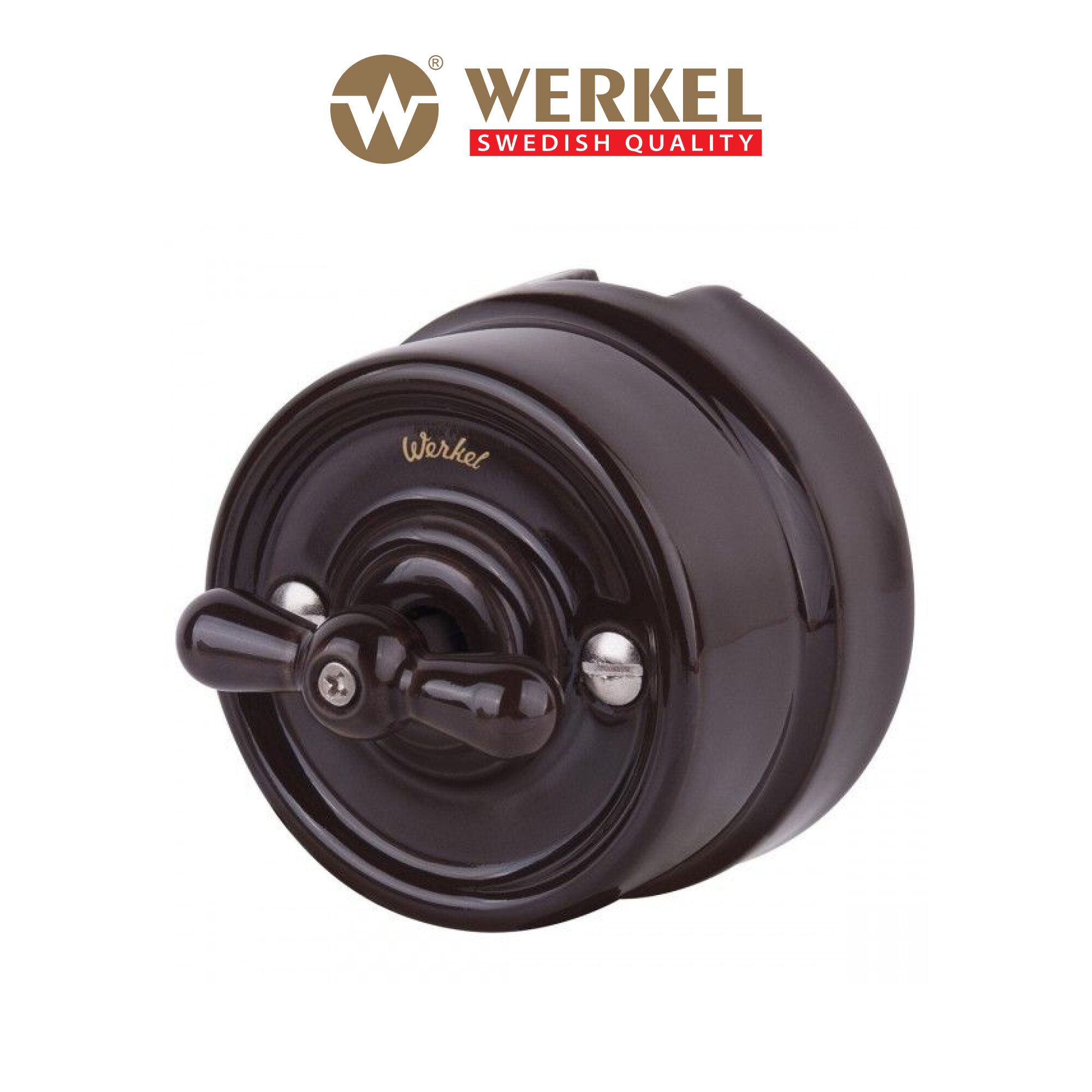 Выключатель на 4 положения двухклавишный Werkel Ретро W5620014 коричневый IP20