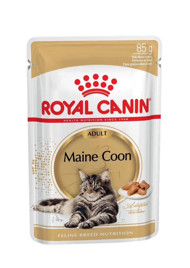 Корм для кошек Royal Canin Maine Coon Adult(Мэйн Кун Эдалт) Корм консервированный для взрослых кошек породы Мэйн Кун, соус, 28x85г