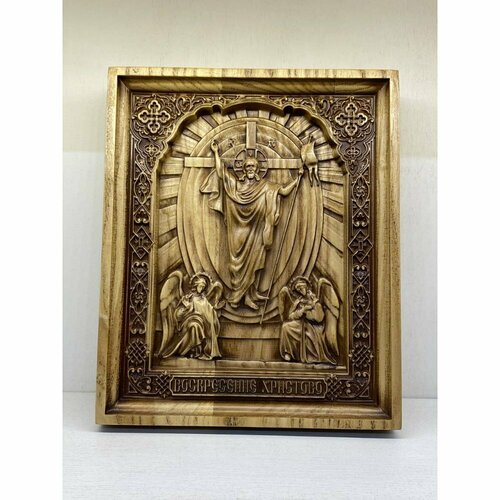 Икона Воскресенье Христово резная из дерева 29х35 см икона святой мученицы валентины резная из дерева 29х35 см