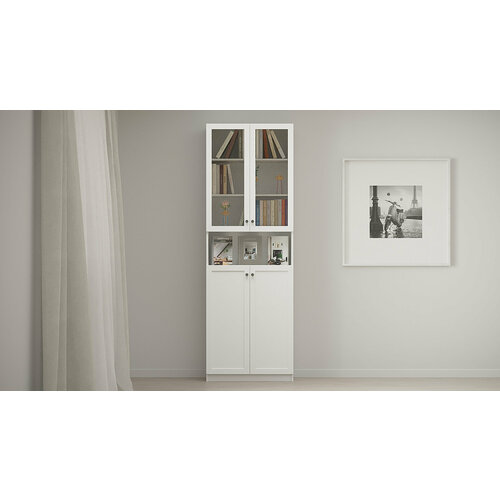 Книжный шкаф Билли 333 размер 80х30х237 цвет Белый