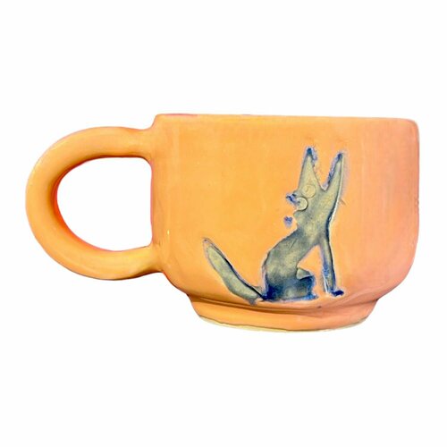 Кружка ручной работы Волк, коралловая, керамика, 250 мл