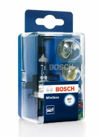 фото Комплект автомобильных ламп Minibox Bosch H7 12 V + предохранители Bosch (4 лампы H7; P21W; R5W; T4W; предохранители: 10А, 15А, 20А) 1987301103 (1987301012)