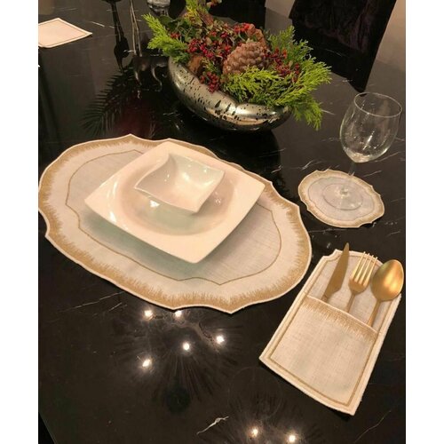 Сервировочный набор на льняной основе Овал